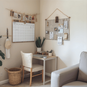 desk and wall calendar