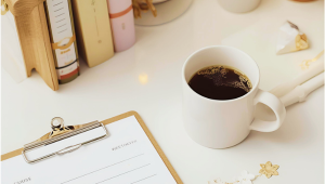 How to Host a Movie Night Fundraiser | Checklist for a smooth event 4 desk, coffee, checklist and books