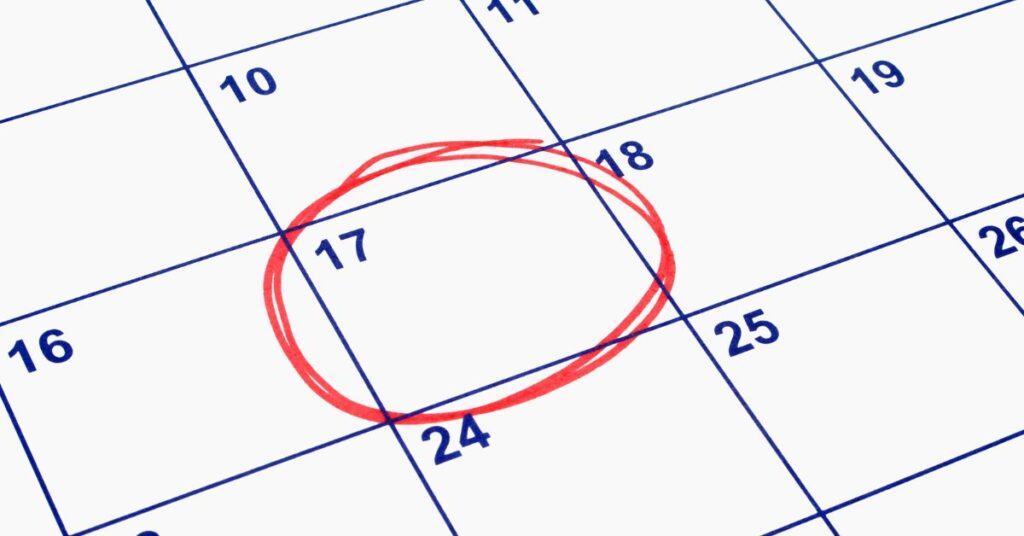 5 Things I Reset Every Night for a Calm Morning: Night time routine for working moms 5 Monthly calendar with a date circled in red, how I reset the night before to reset for a calmer morning